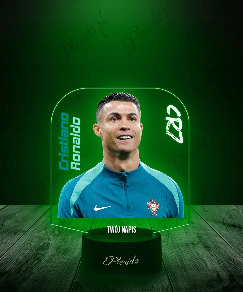 Plexido Cristiano Ronaldo futbolininko naktinė lempa Jūsų LED graviravimo dovana berniukui