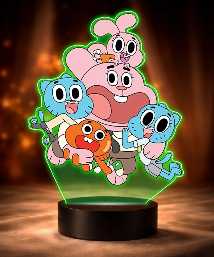 Plexido Gumball Niesamowity Świat Lampka Nocna LED 3D su Imieniem dla Dziecka