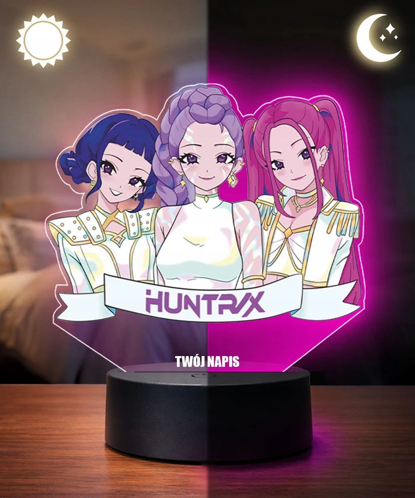 Plexido Huntrix Rumi Mira Zoey 3D LED naktinė lempa mergaitėms, dovana