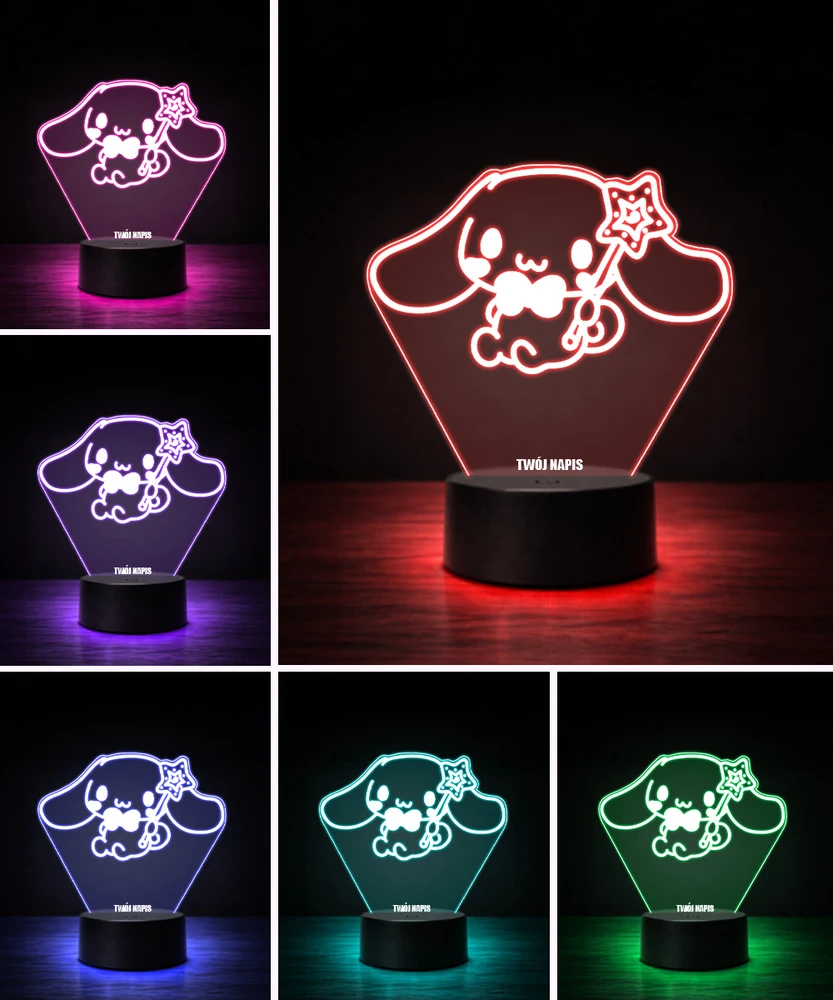 Plexido Lampka LED 3D Hello Kitty Cinnamoroll Sanrio su Imieniem Na Prezent