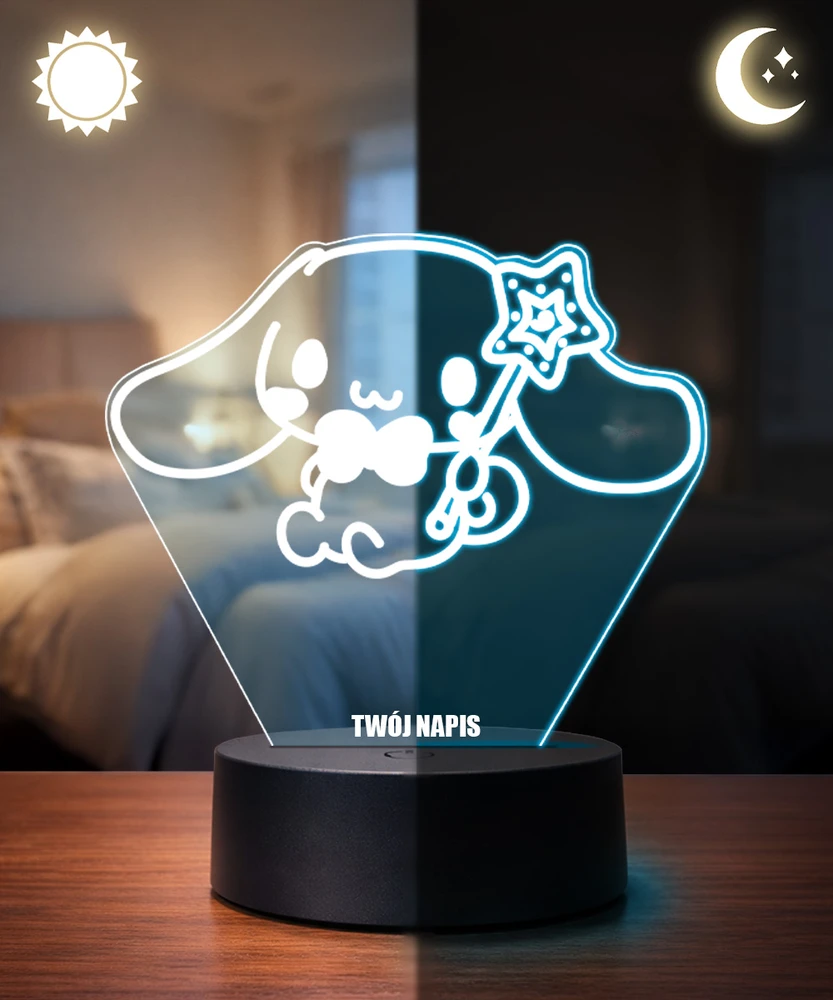 Plexido Lampka LED 3D Hello Kitty Cinnamoroll Sanrio su Imieniem Na Prezent