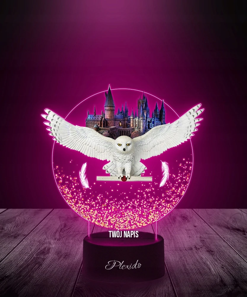 Plexido Lampka LED 3D Hogwart Hedwiga su Imieniem Dla Dziecka Prezent