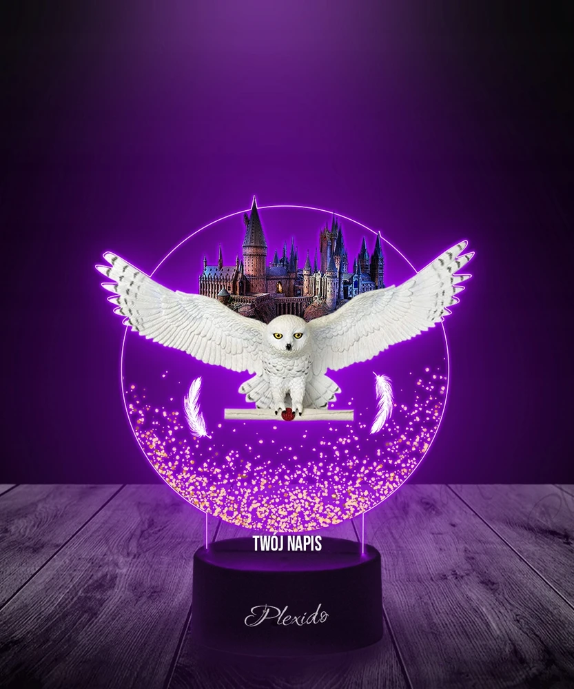 Plexido Lampka LED 3D Hogwart Hedwiga su Imieniem Dla Dziecka Prezent