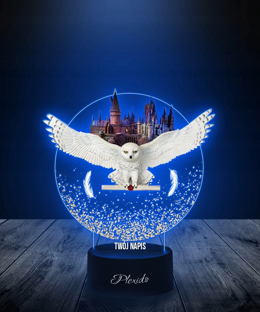 Plexido Lampka LED 3D Hogwart Hedwiga su Imieniem Dla Dziecka Prezent