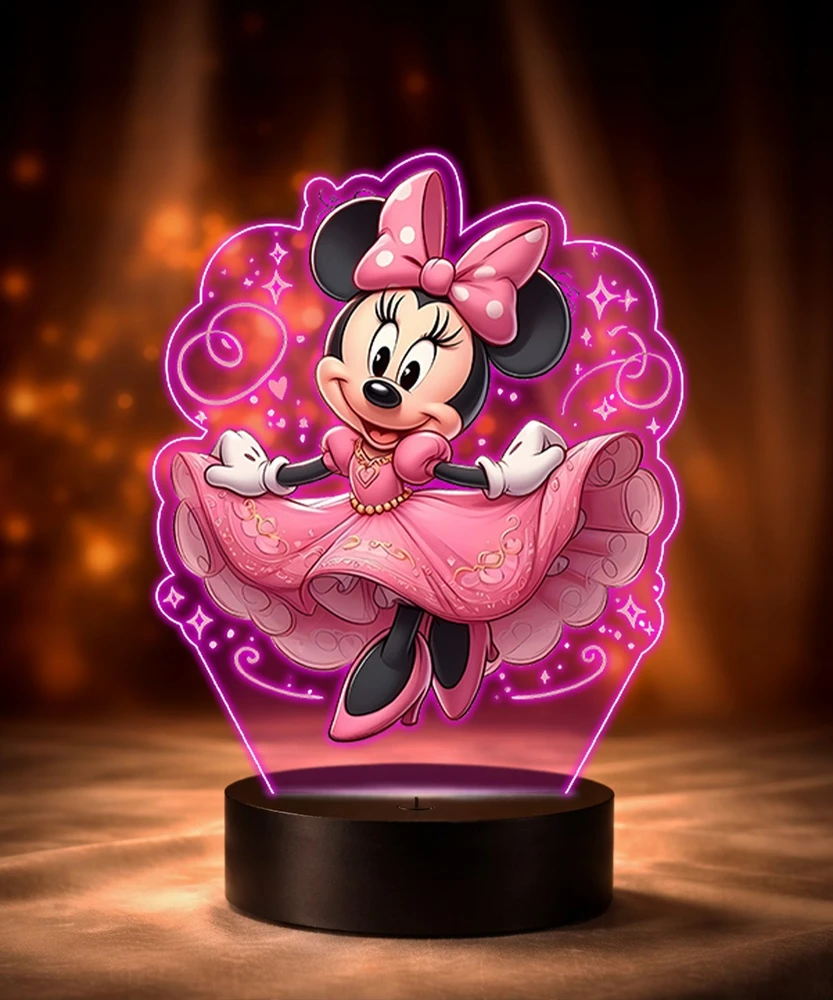 Plexido Lampka LED 3D Myszka Minnie Mickey su Imieniem Dla Dziecka Prezent