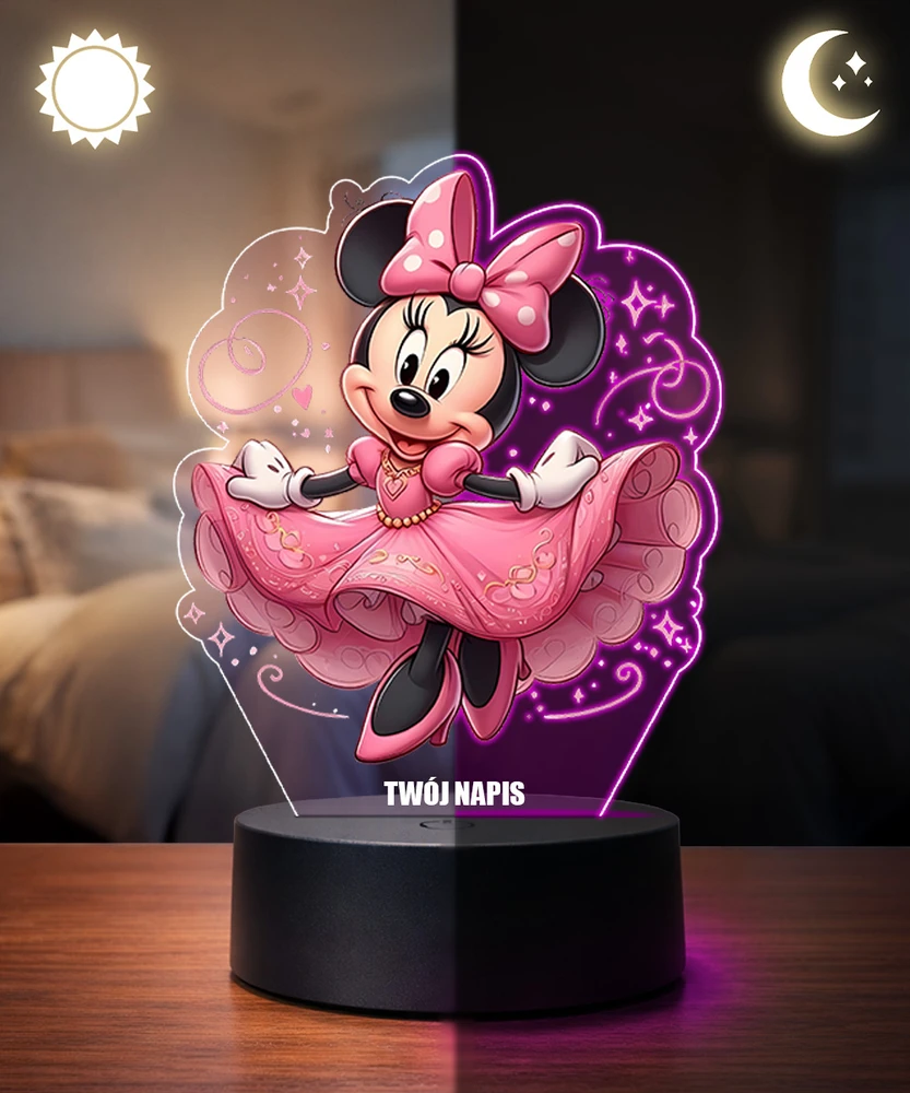 Plexido Lampka LED 3D Myszka Minnie Mickey su Imieniem Dla Dziecka Prezent