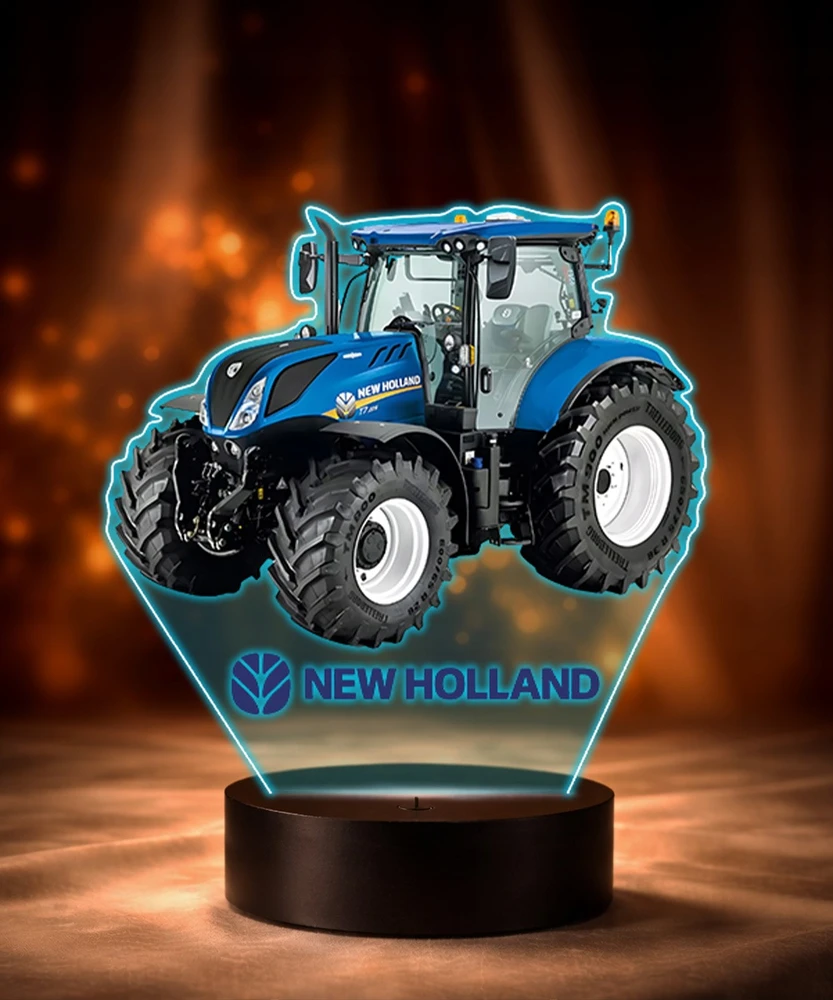 Plexido Lampka LED 3D New Holland Traktor su Imieniem Dla Chłopca Na Prezent
