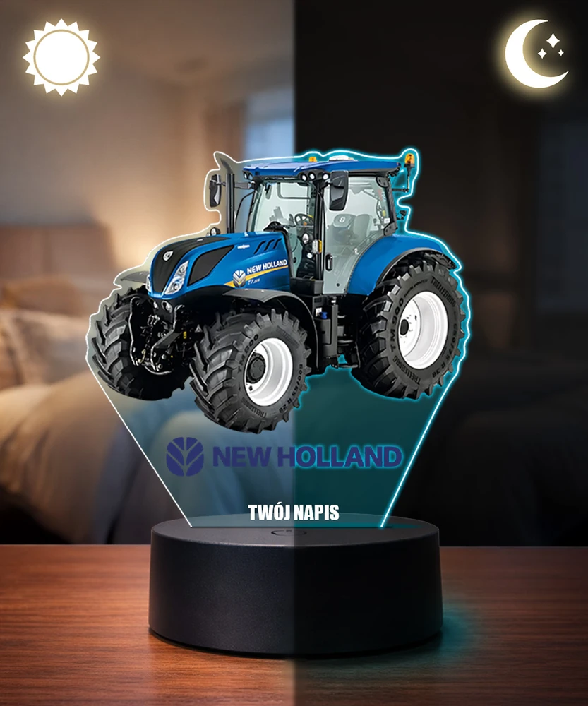 Plexido Lampka LED 3D New Holland Traktor su Imieniem Dla Chłopca Na Prezent