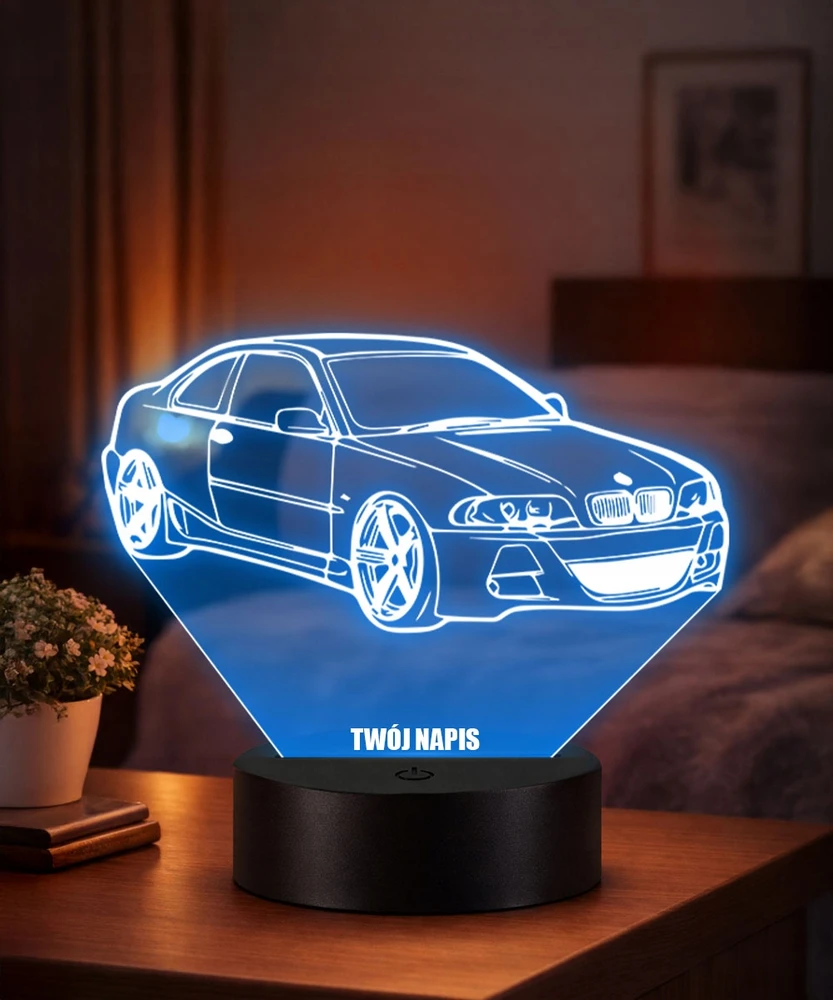 Plexido Lampka Nocna 3D LED BMW E46 Coupe Samochód Prezent