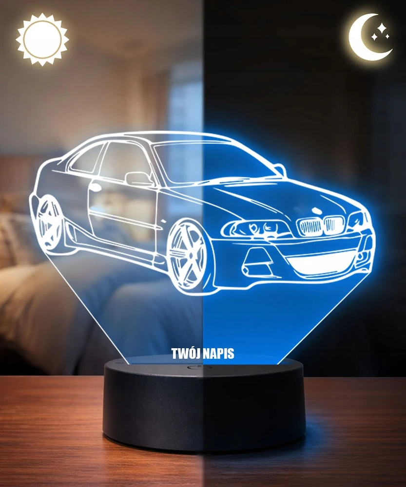 Plexido Lampka Nocna 3D LED BMW E46 Coupe Samochód Prezent