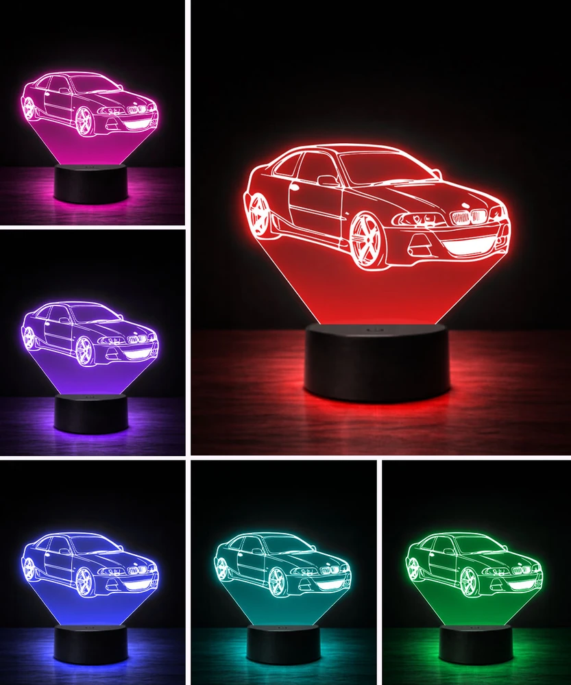 Plexido Lampka Nocna 3D LED BMW E46 Coupe Samochód Prezent
