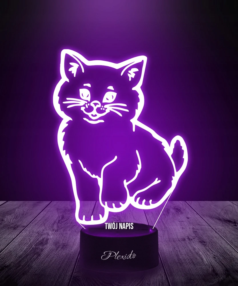 Plexido Lampka Nocna 3D LED Kot Kotek Prezent Grawer