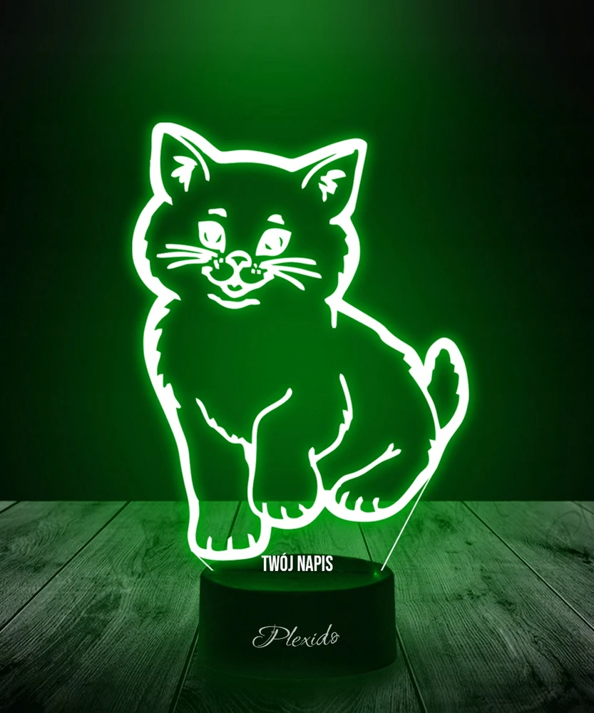 Plexido Lampka Nocna 3D LED Kot Kotek Prezent Grawer