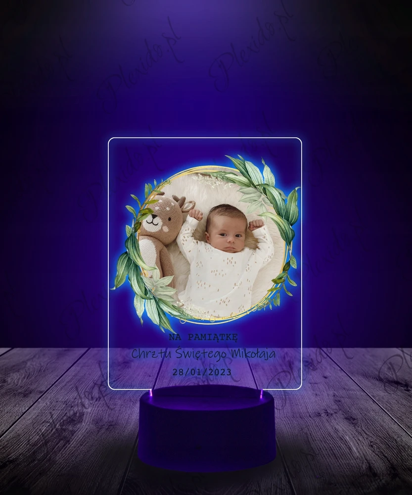 Plexido Lampka Nocna 3D LED Pamiątka Chrztu Świętego Imię