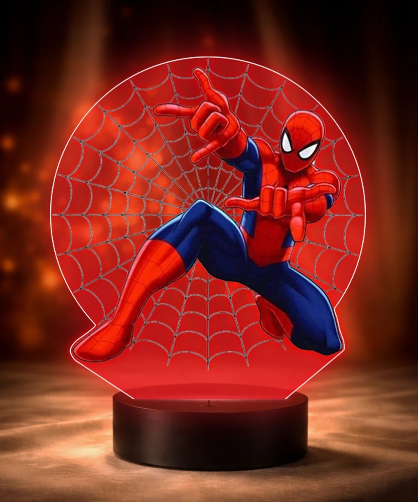 Plexido Lampka Nocna 3D LED Spiderman Marvel Pajęczyna Sieć Prezent dla Chłopców