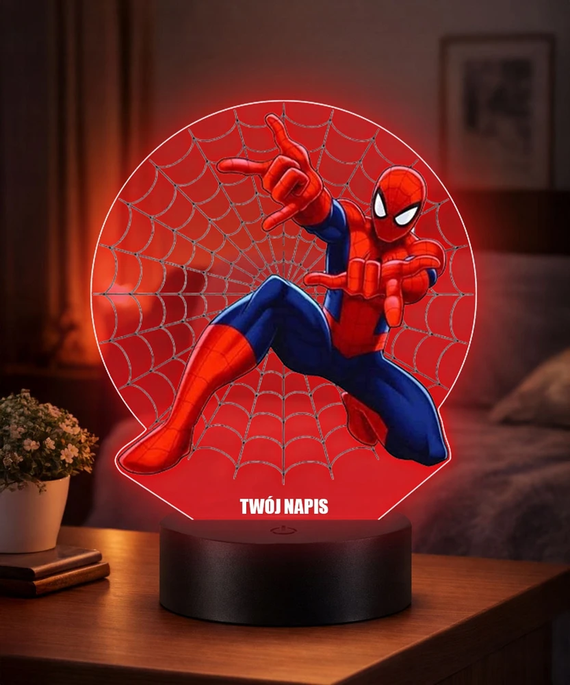 Plexido Lampka Nocna 3D LED Spiderman Marvel Pajęczyna Sieć Prezent dla Chłopców