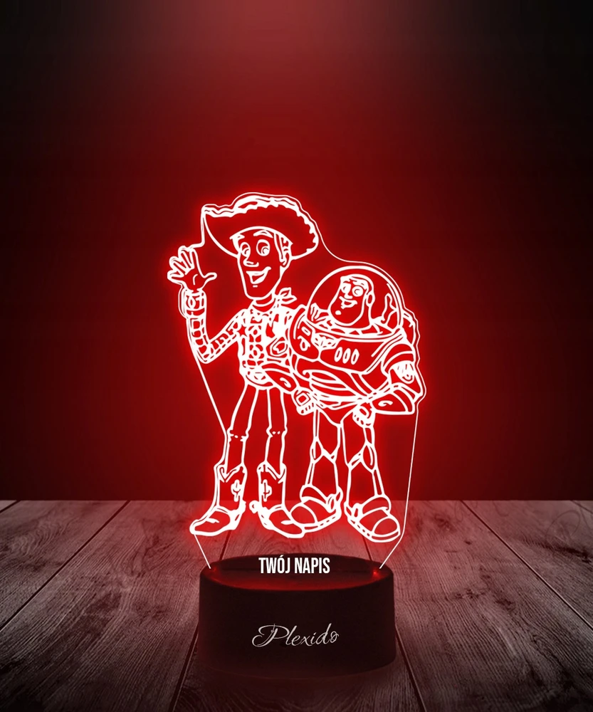 Plexido Lampka Nocna 3D LED Toy Story Buzz Astral i Chudy Grawer Z Twoim Imieniem
