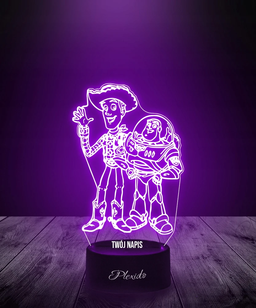 Plexido Lampka Nocna 3D LED Toy Story Buzz Astral i Chudy Grawer Z Twoim Imieniem