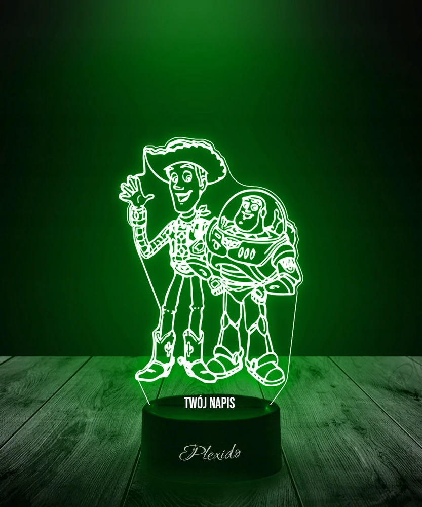 Plexido Lampka Nocna 3D LED Toy Story Buzz Astral i Chudy Grawer Z Twoim Imieniem