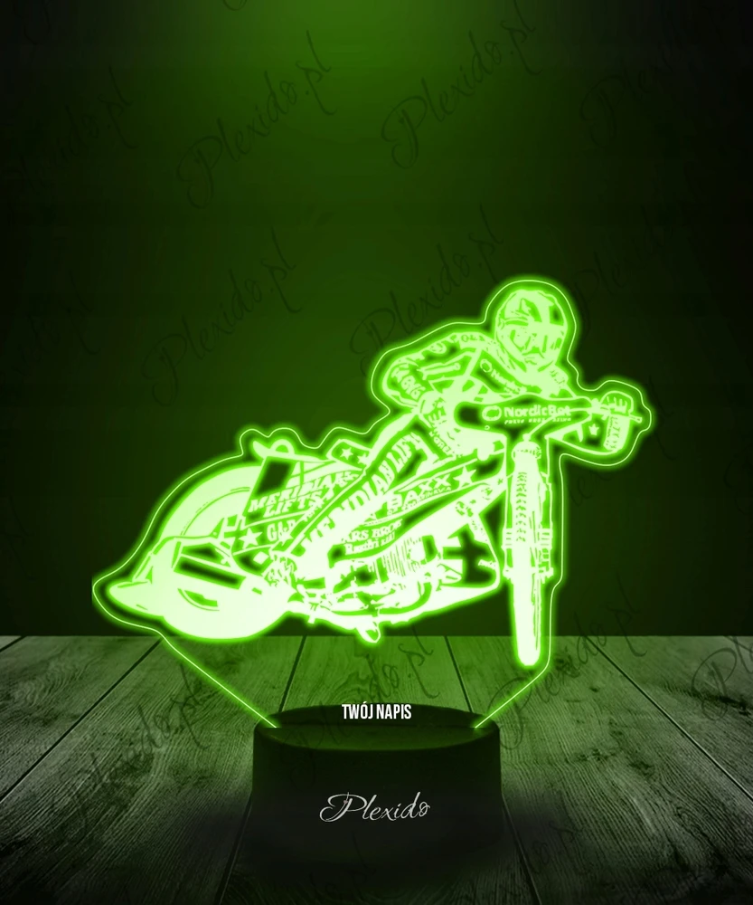 Plexido Lampka Nocna 3D LED Żużel Motor Prezent Grawer