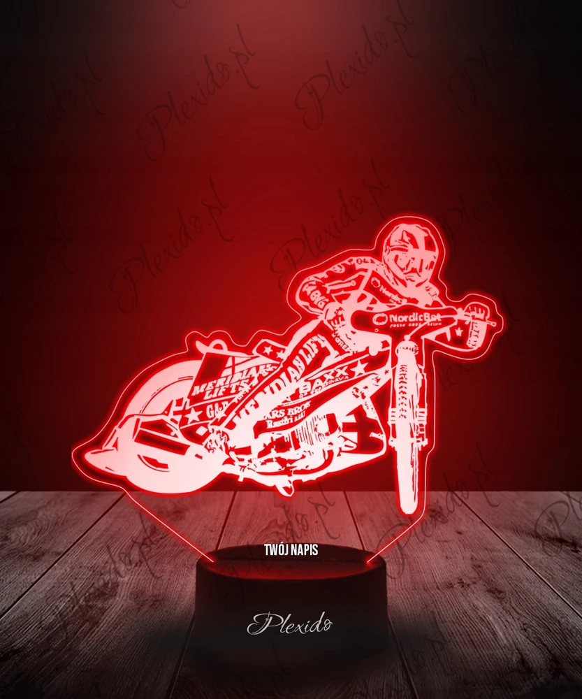 Plexido Lampka Nocna 3D LED Żużel Motor Prezent Grawer