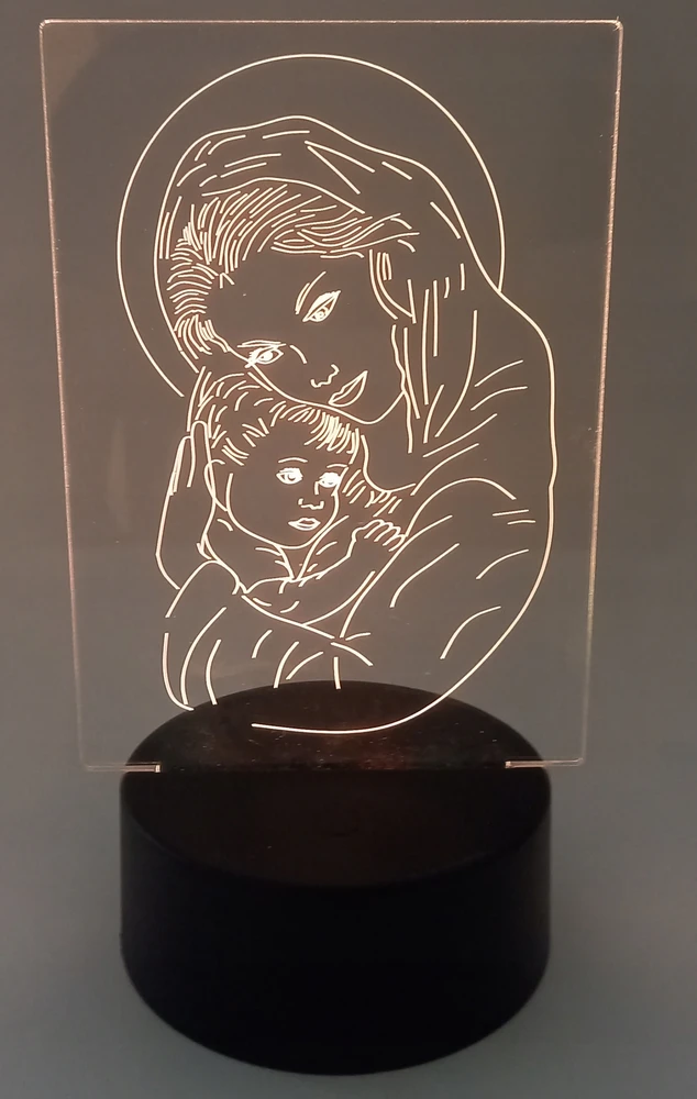 Plexido Lampka nocna 3D motyw sakralny MATKA BOSKA Z DZIECIĄTKIEM