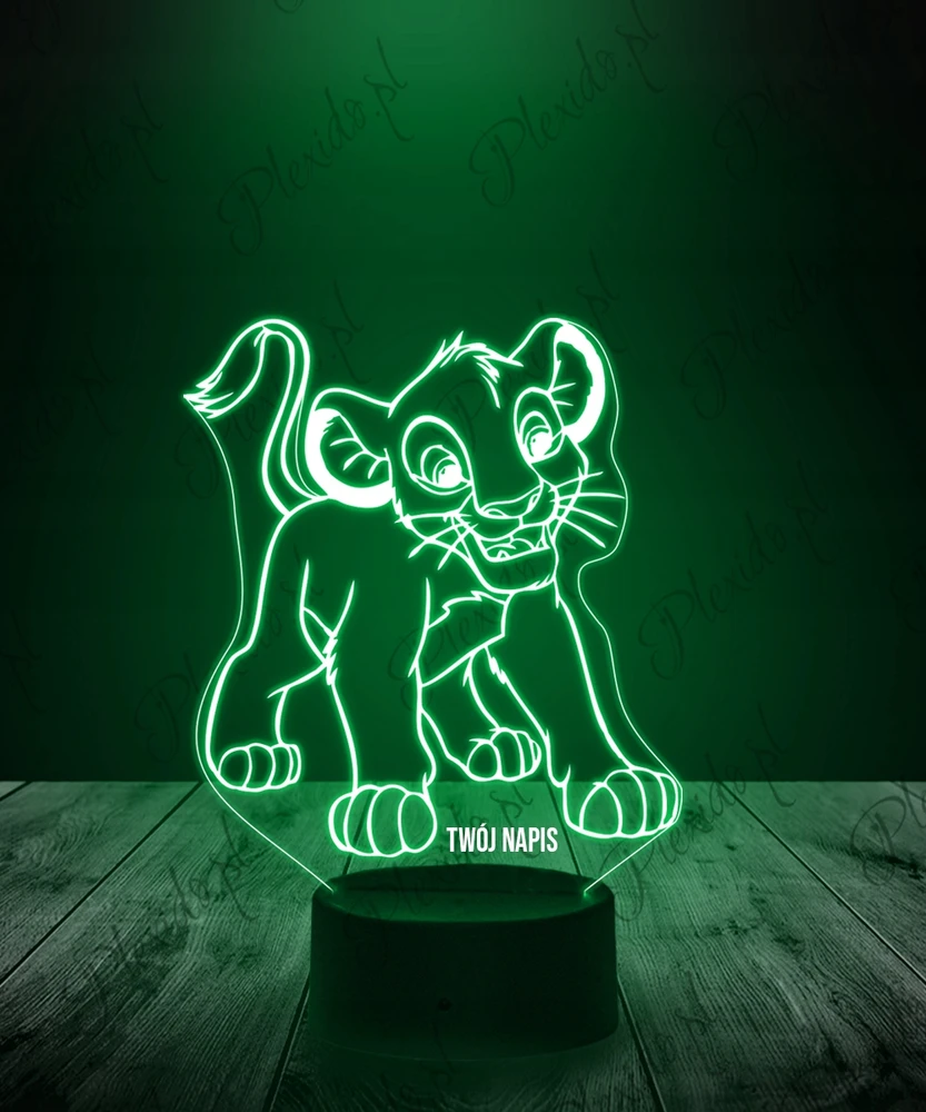 Plexido Lampka Nocna Bajka Król Lew Simba Prezent Twój Napis Grawer Imię 3D LED