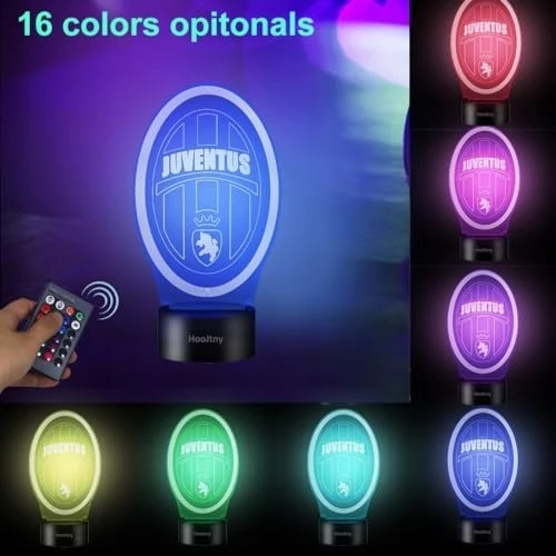 Plexido Lampka nocna JUVENTUS wielokolorowa pilot LED 3D