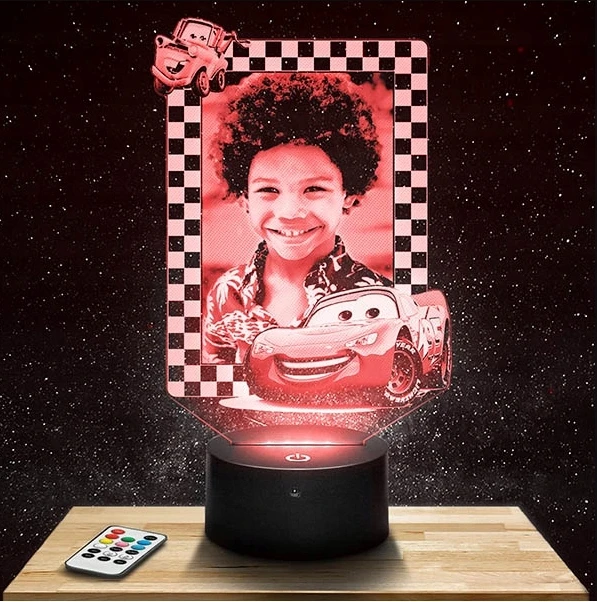 Plexido Lampka Nocna LED 3D AUTA ZYGZAK Twoje Zdjęcie