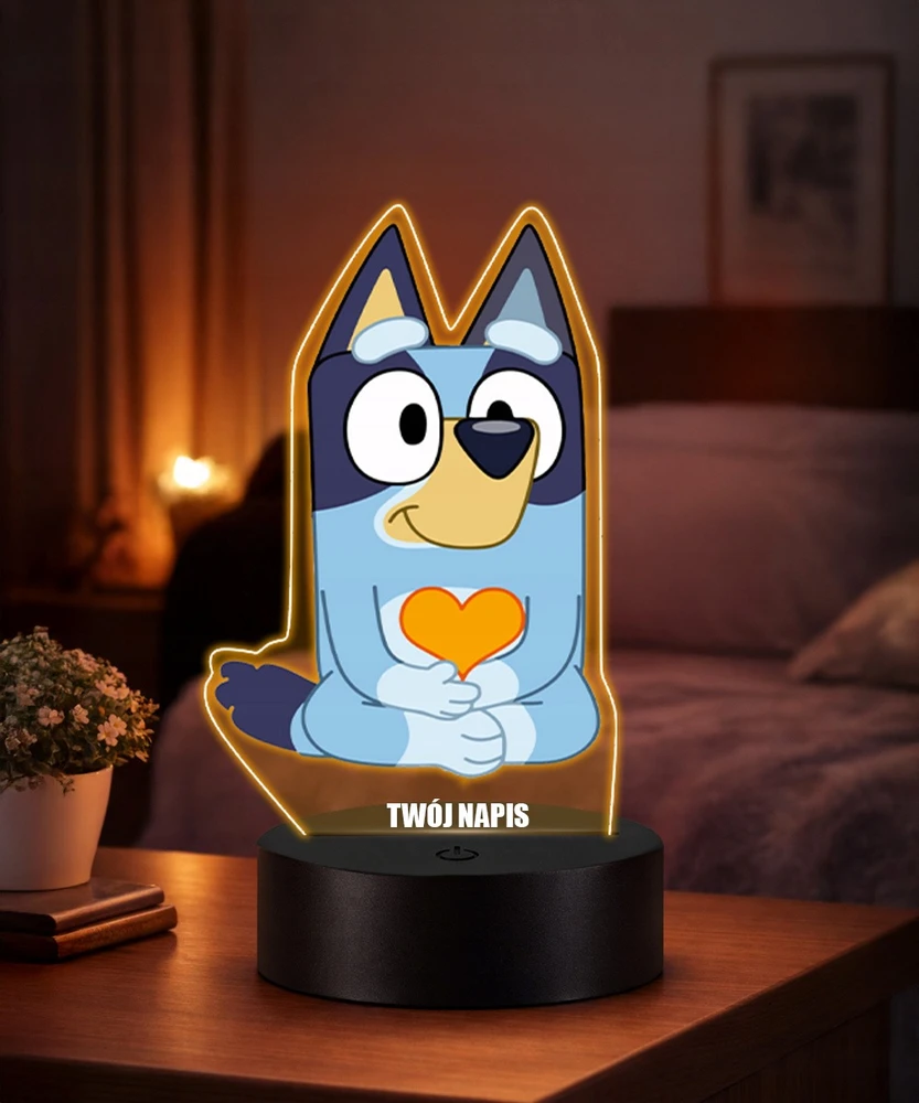 Plexido Lampka Nocna LED 3D Bluey Bajka Dla Dziecka Personalizowana