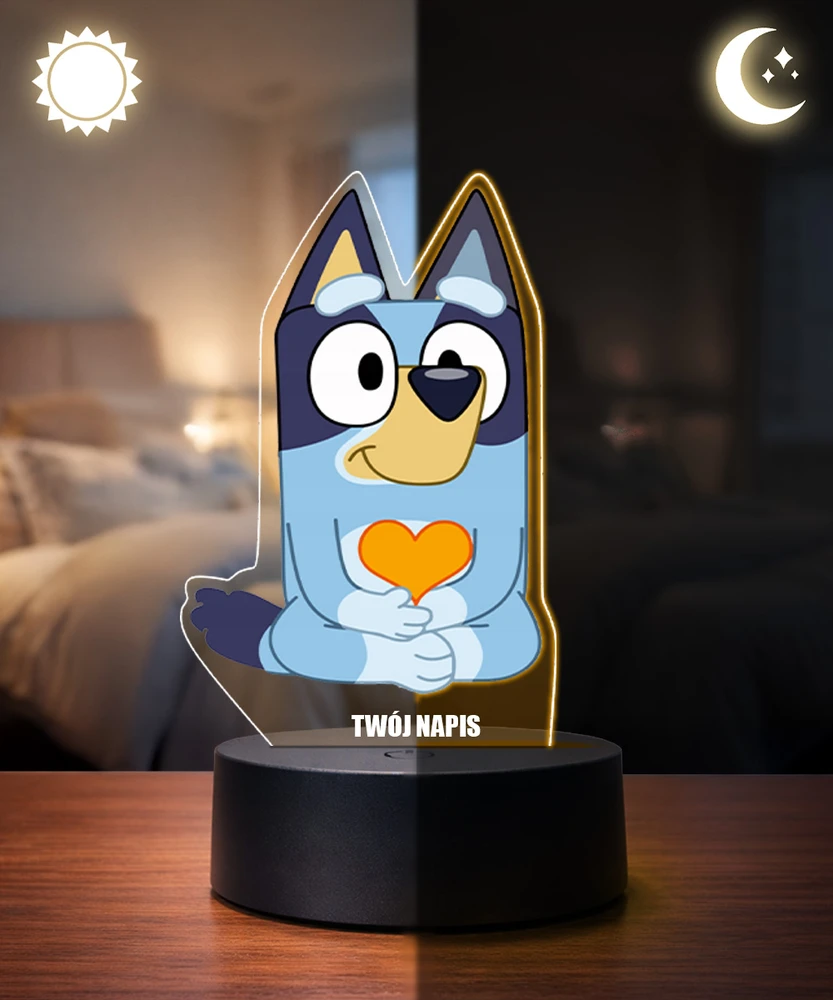 Plexido Lampka Nocna LED 3D Bluey Bajka Dla Dziecka Personalizowana