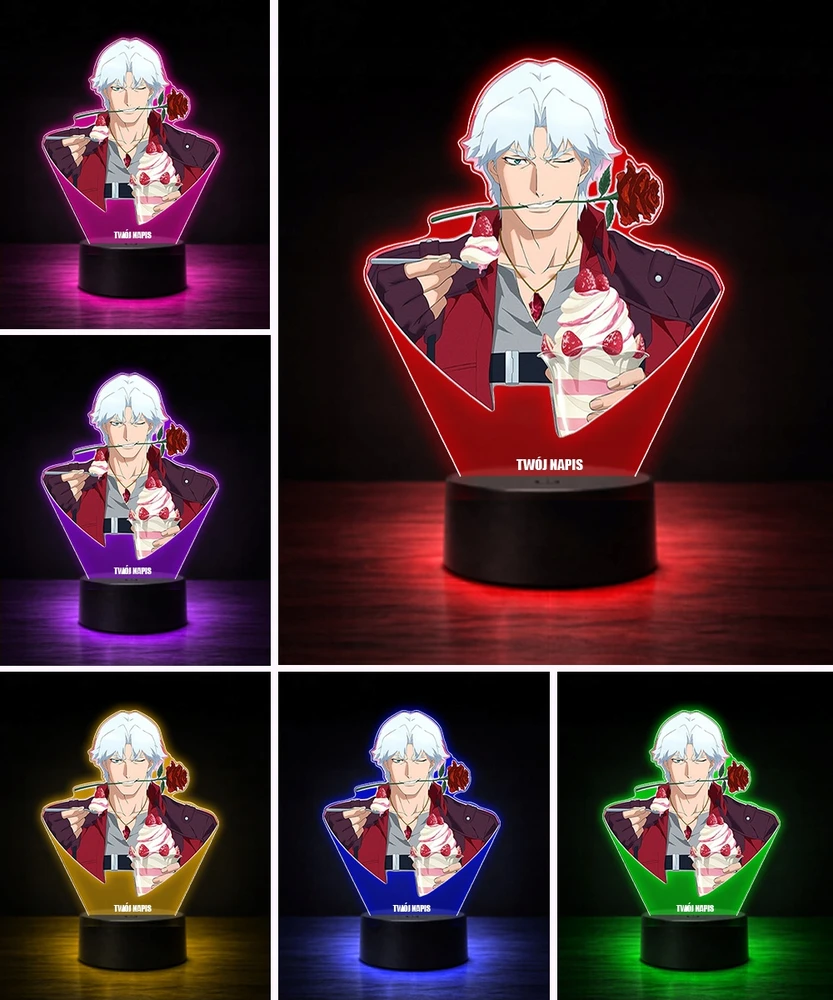 Plexido Lampka Nocna LED 3D Dante Devil May Cry Personalizowana Anime Prezent