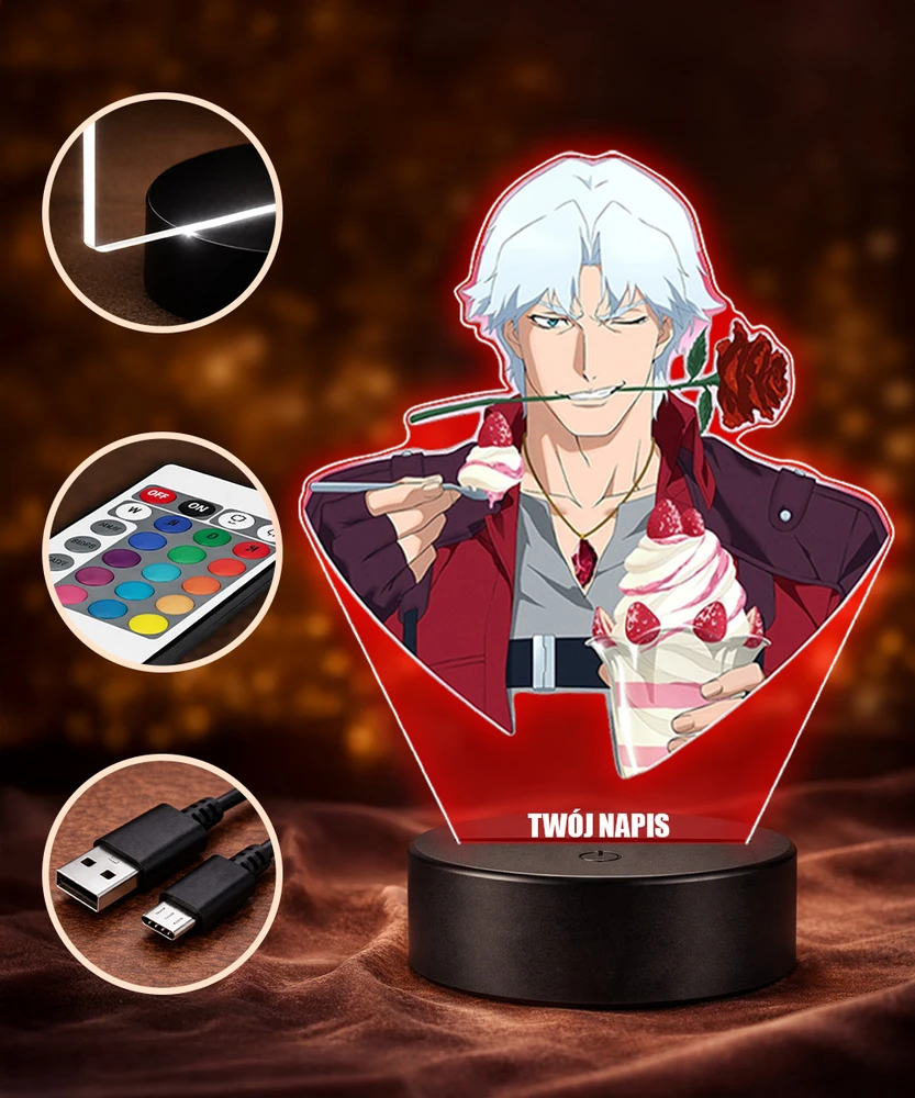 Plexido Lampka Nocna LED 3D Dante Devil May Cry Personalizowana Anime Prezent