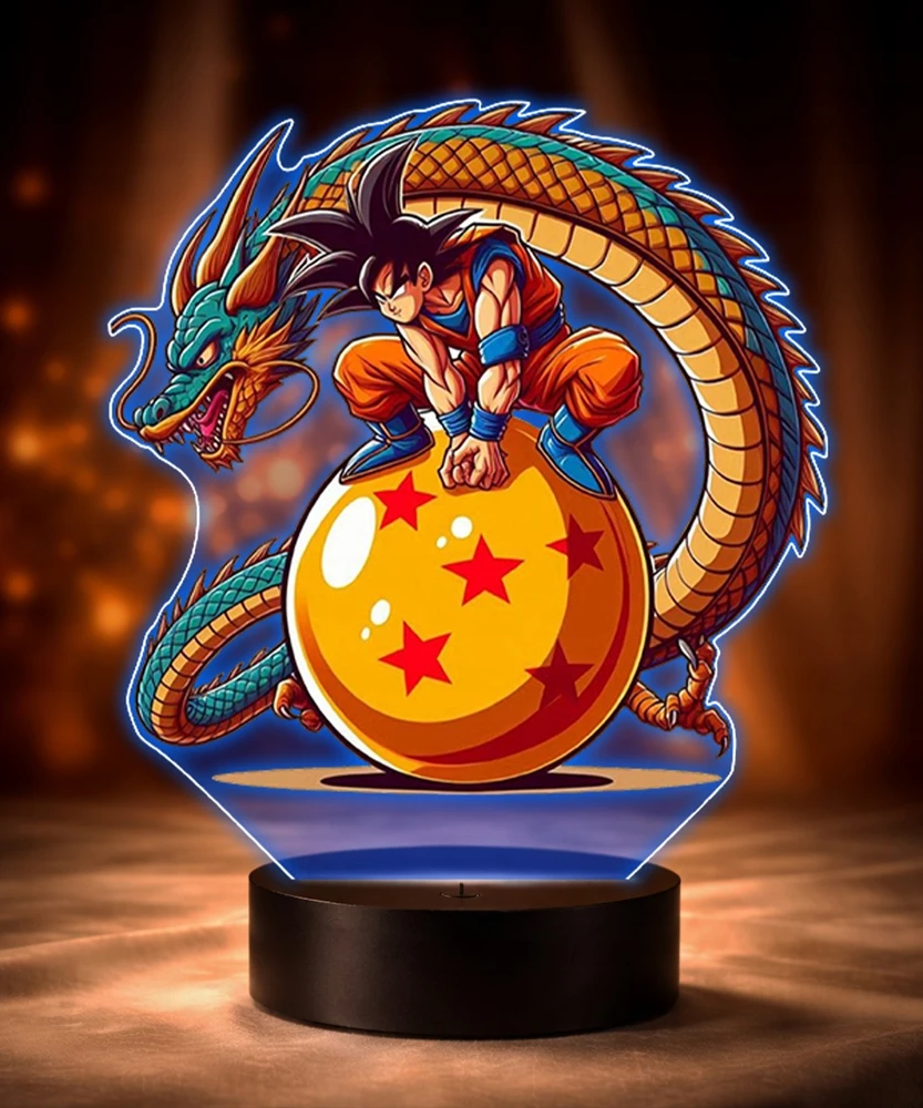 Plexido Lampka Nocna LED 3D Dragon Ball Z Goku Shenron Prezent Imieniem Anime Manga