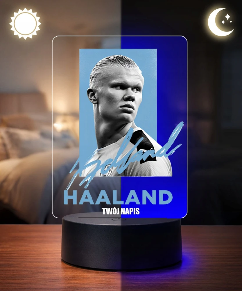 Plexido Lampka Nocna LED 3D Erling Haaland Prezent su Imieniem dla Fana Piłki Nożnej