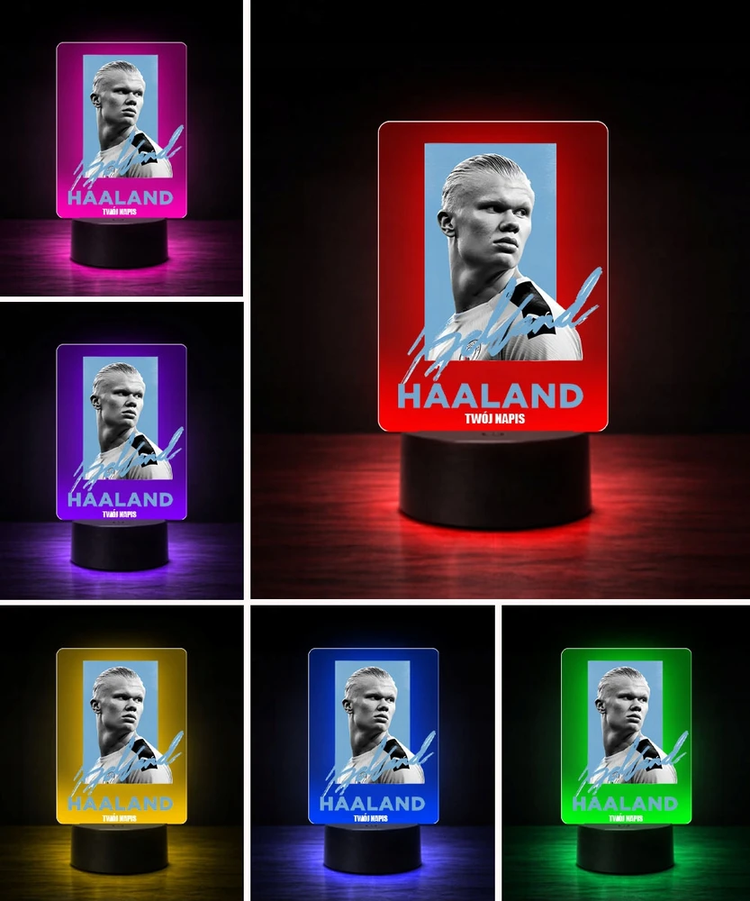 Plexido Lampka Nocna LED 3D Erling Haaland Prezent su Imieniem dla Fana Piłki Nożnej