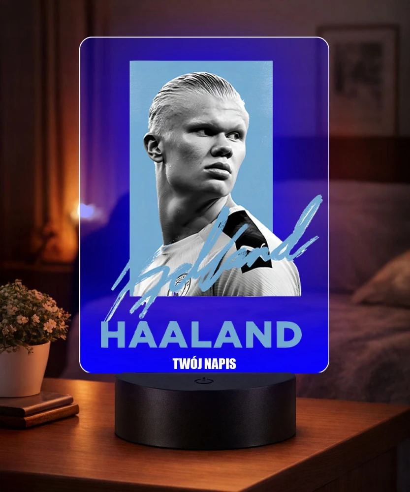 Plexido Lampka Nocna LED 3D Erling Haaland Prezent su Imieniem dla Fana Piłki Nożnej