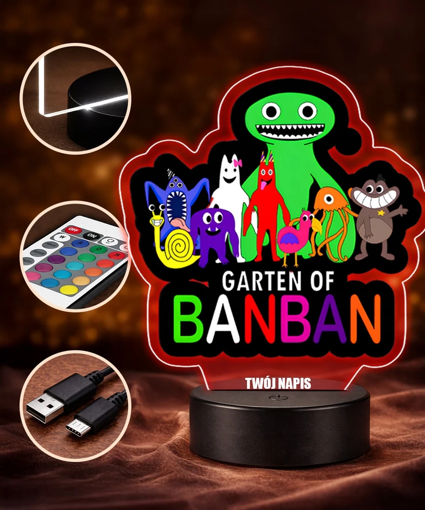 Plexido Lampka Nocna LED 3D Garten of Banban Postacie Imieniem Prezent dla Dziecka