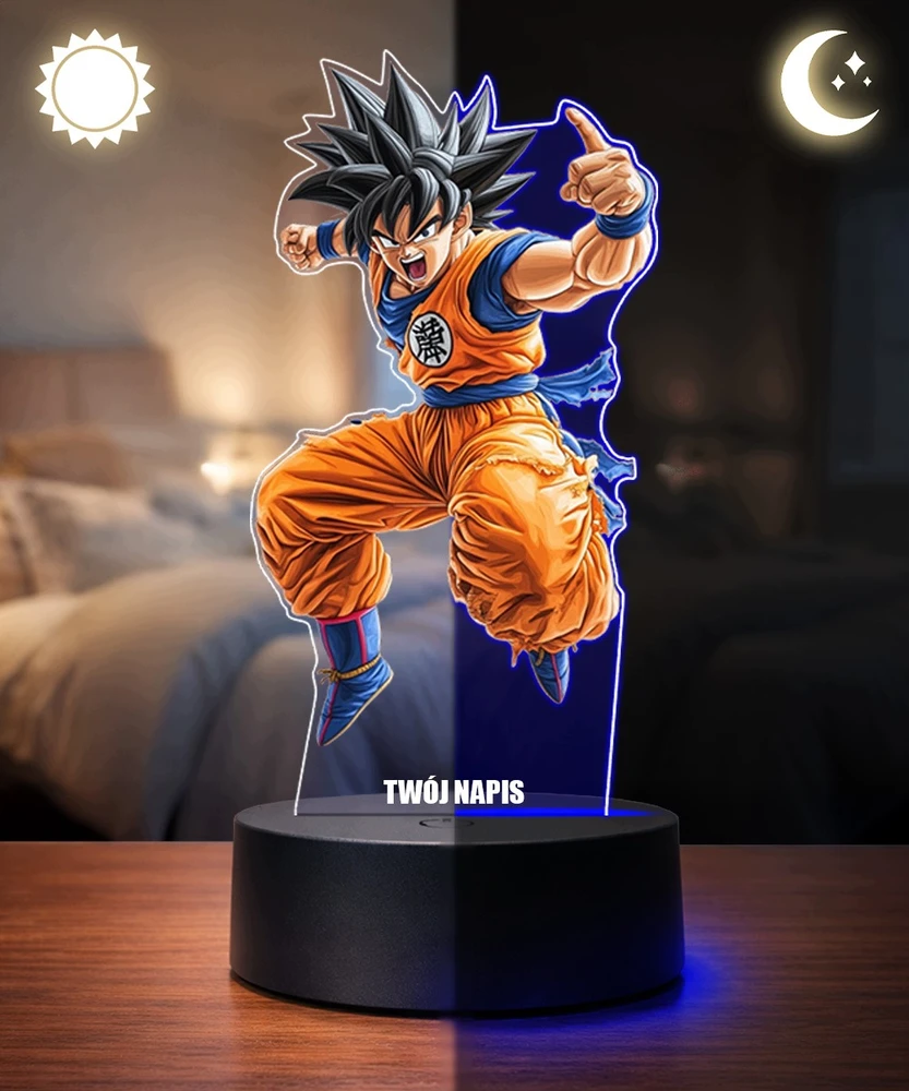 Plexido Lampka Nocna LED 3D Goku Dragon Ball Anime Personalizowany Prezent dla Fana