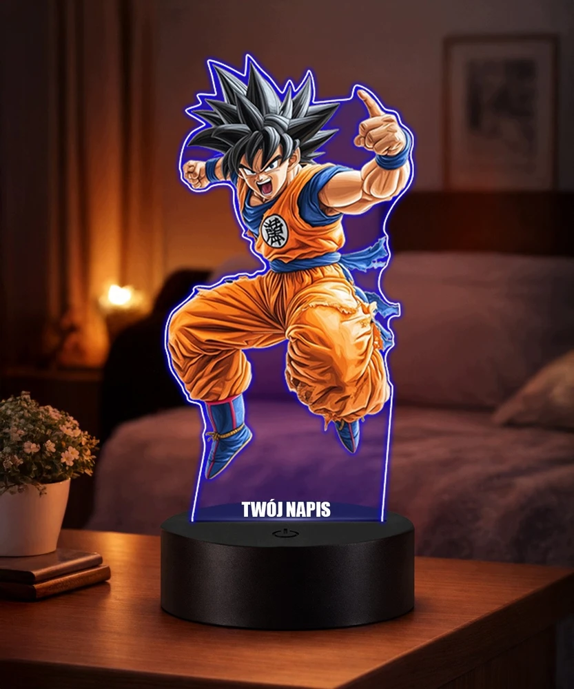 Plexido Lampka Nocna LED 3D Goku Dragon Ball Anime Personalizowany Prezent dla Fana