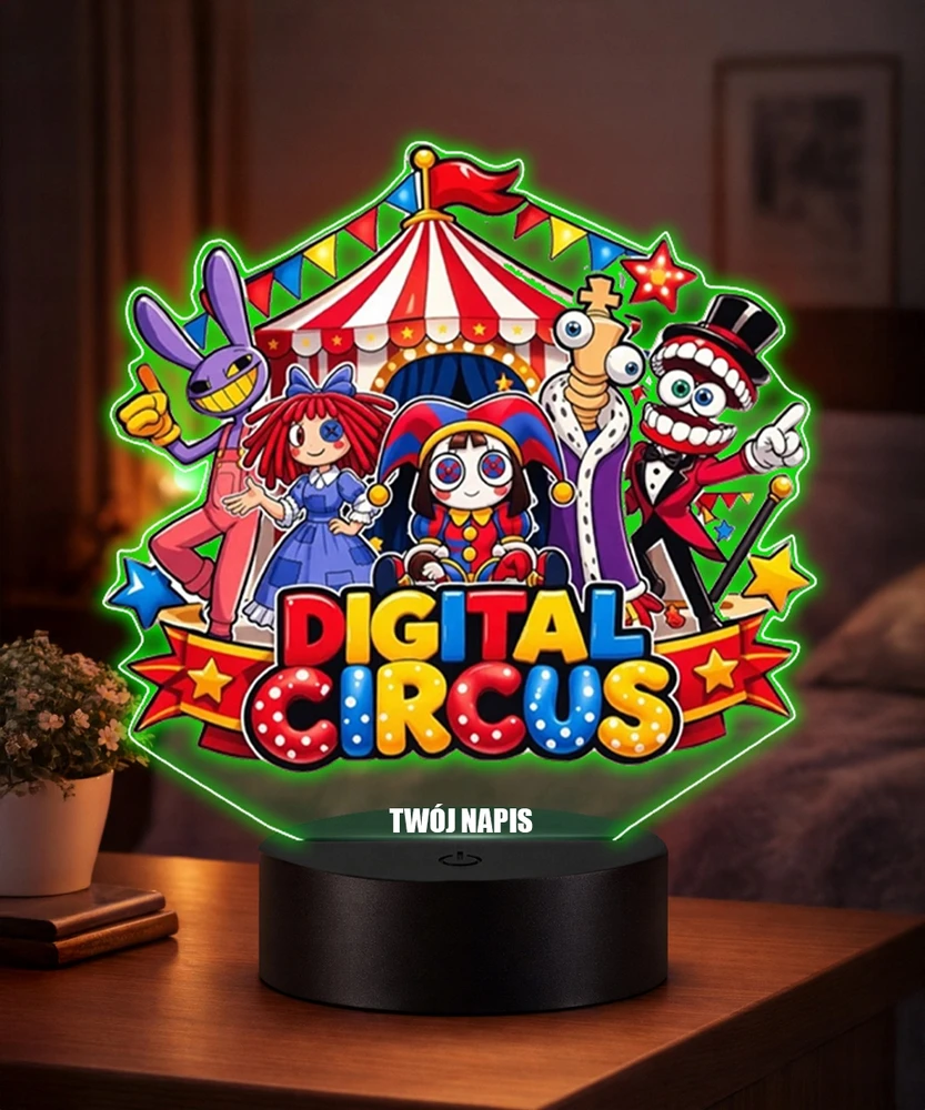 Plexido Lampka Nocna LED 3D The Amazing Digital Circus su Imieniem Prezent