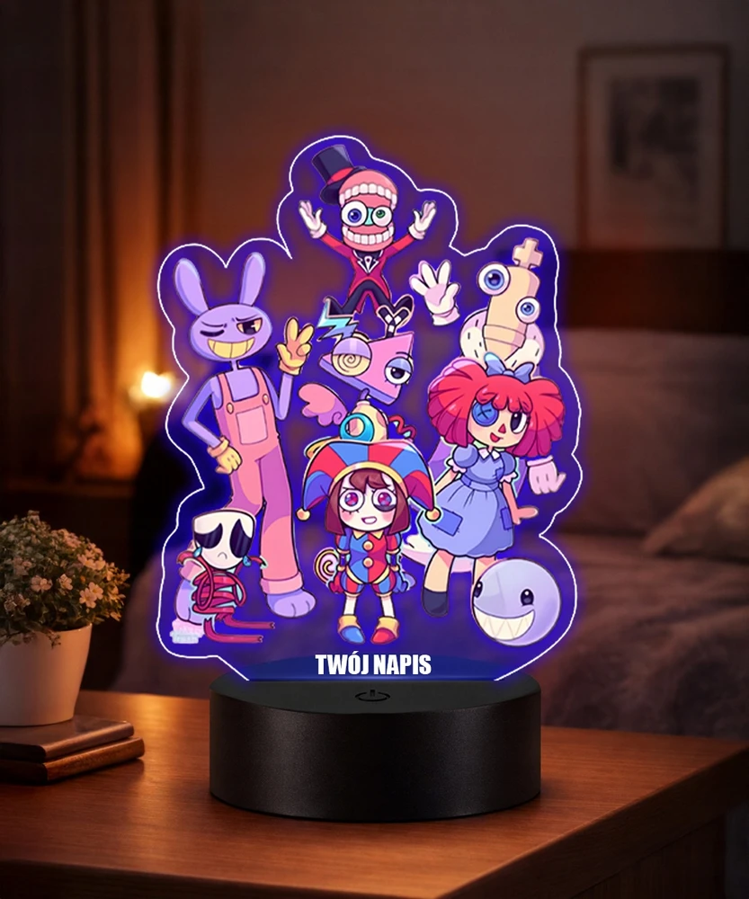 Plexido Lampka Nocna LED 3D The Amazing Digital Circus Postacie Prezent dla Dziecka