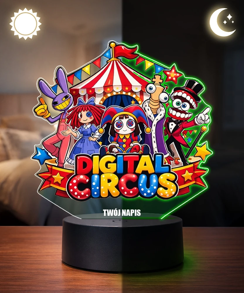 Plexido Lampka Nocna LED 3D The Amazing Digital Circus su Imieniem Prezent