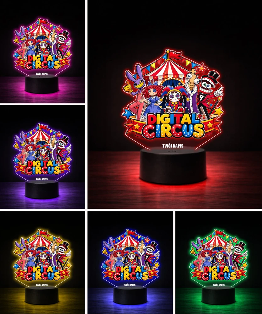 Plexido Lampka Nocna LED 3D The Amazing Digital Circus su Imieniem Prezent