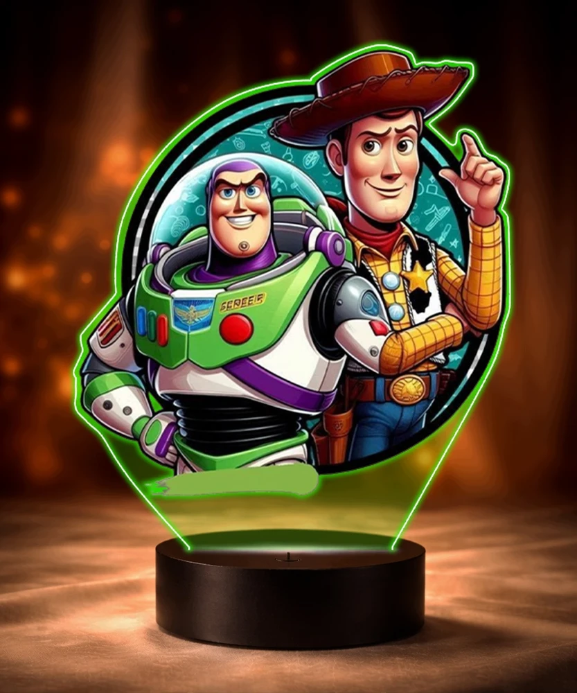 Plexido Lampka Nocna LED 3D Toy Story Buzz i Chudy su Imieniem Personalizowana
