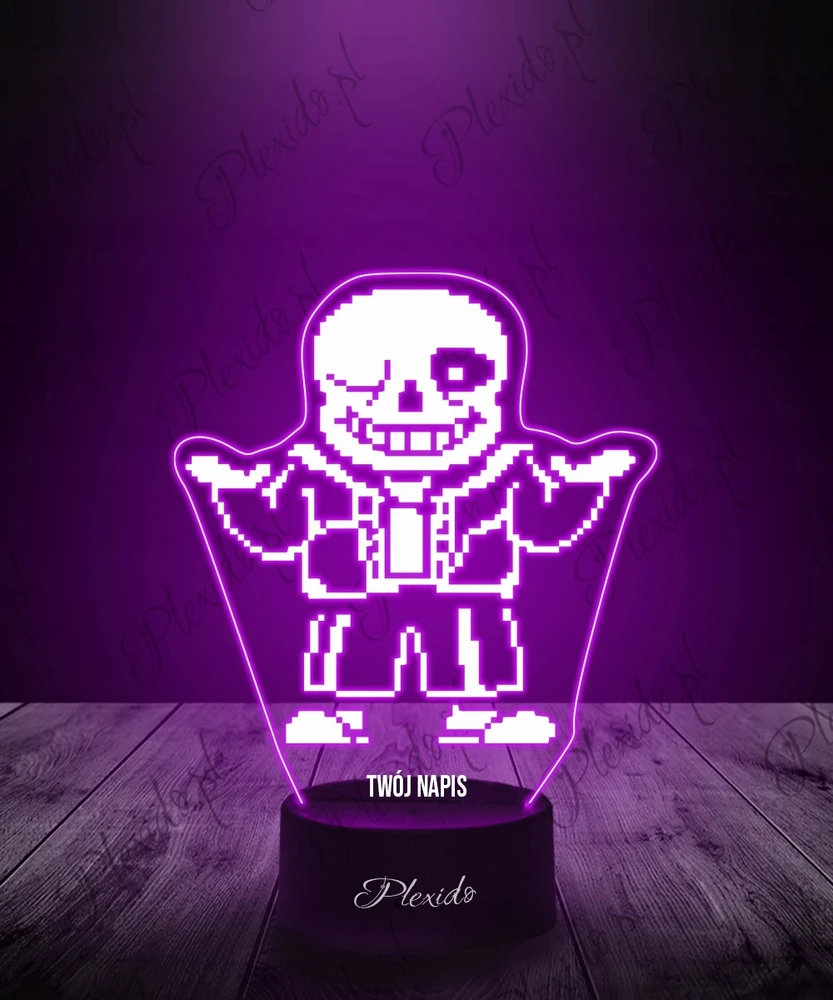 Plexido Lampka Nocna LED 3D Undertale W.D Gaster Sans Prezent Twój Napis Grawer