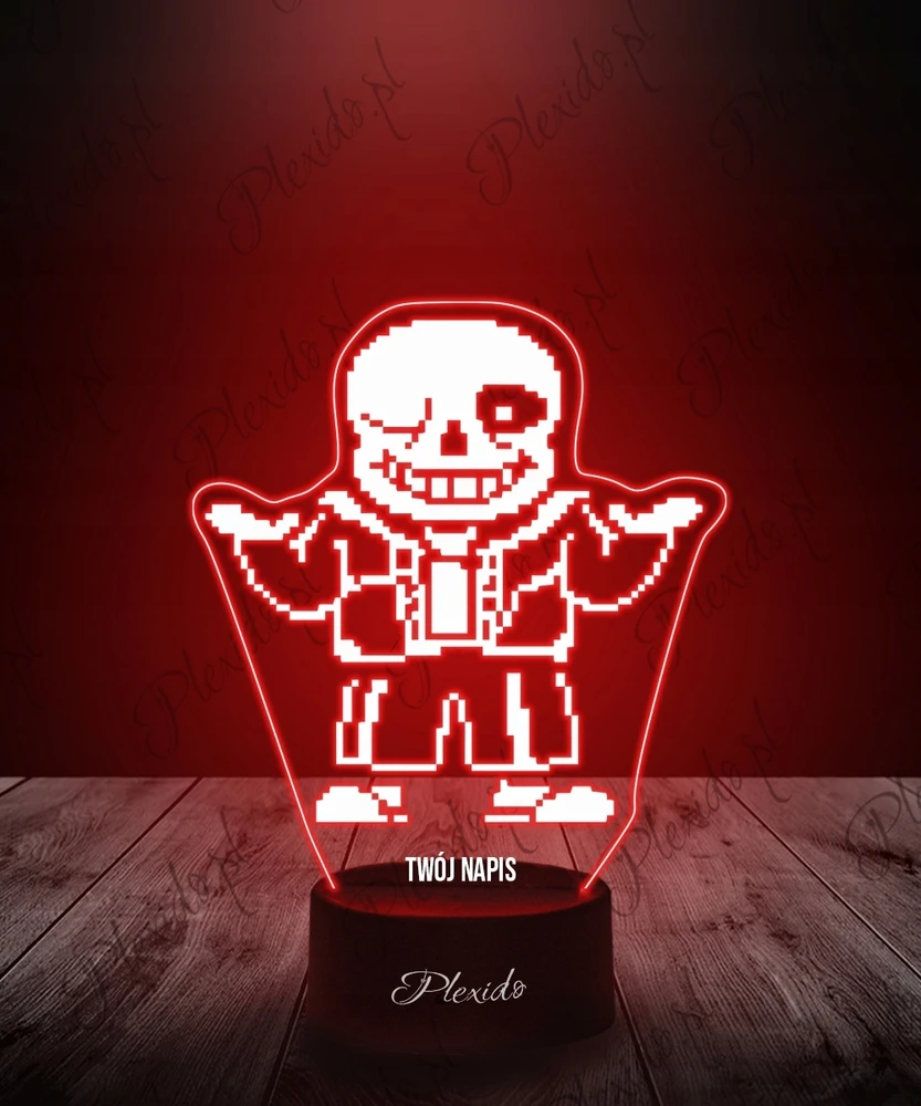 Plexido Lampka Nocna LED 3D Undertale W.D Gaster Sans Prezent Twój Napis Grawer