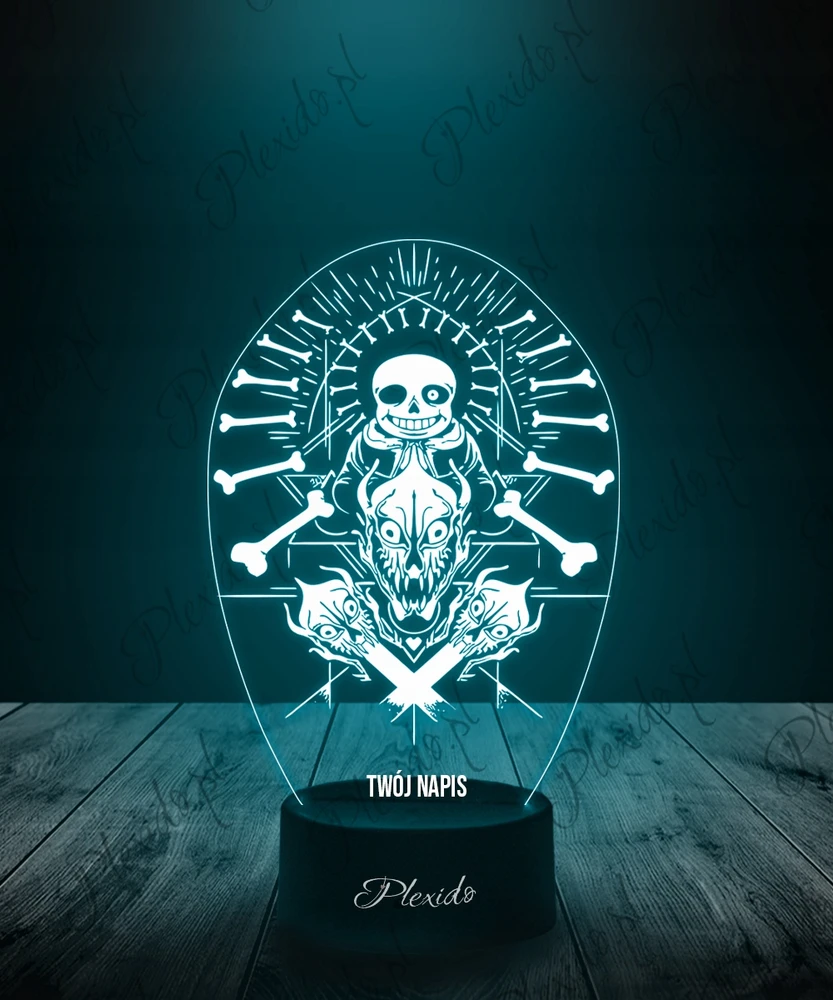 Plexido Lampka Nocna LED 3D Undertale W.D Gaster Sans Prezent Twój Napis Grawer
