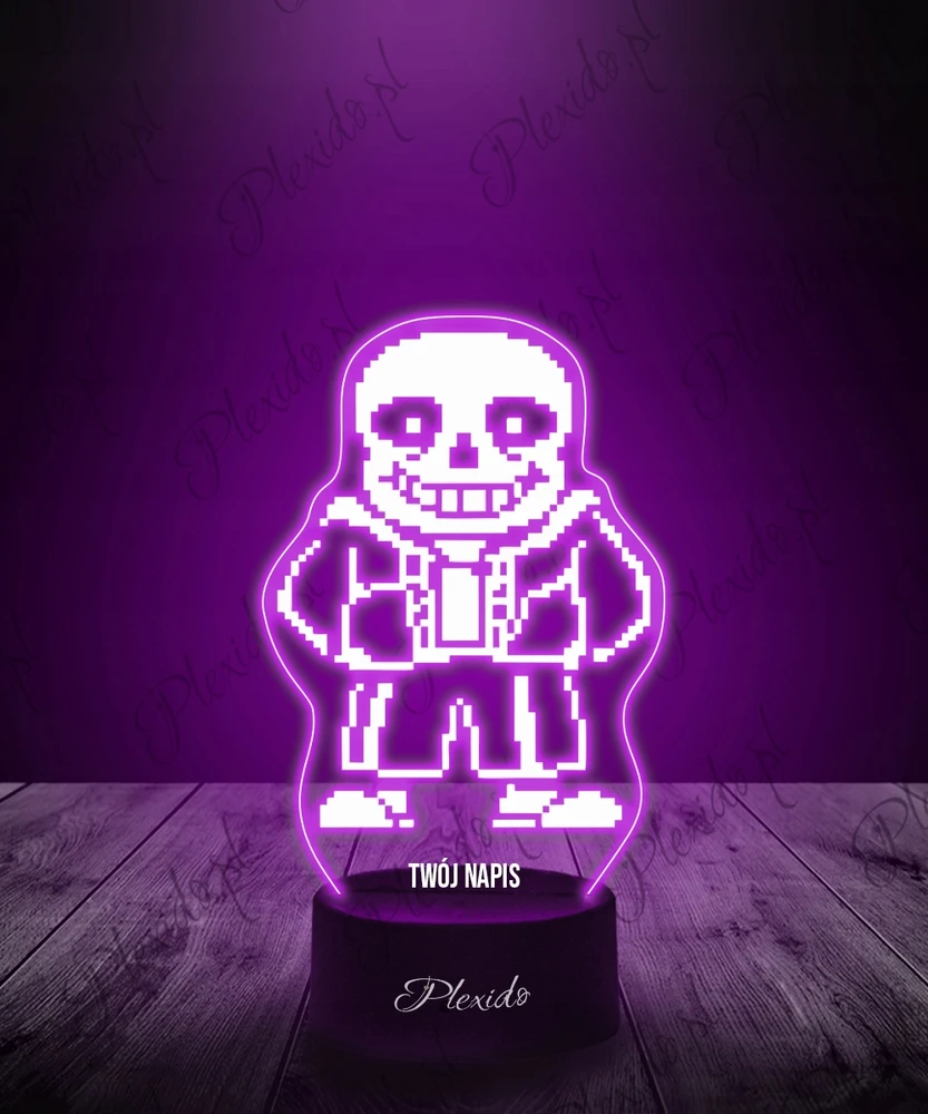 Plexido Lampka Nocna LED 3D Undertale W.D Gaster Sans Prezent Twój Napis Grawer