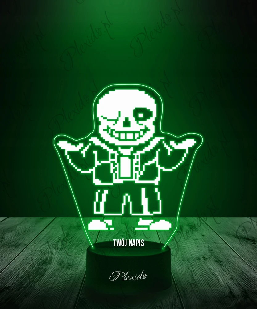 Plexido Lampka Nocna LED 3D Undertale W.D Gaster Sans Prezent Twój Napis Grawer